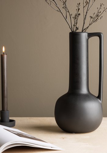 VENTURE DESIGN Allis vase, m. hank - mat sort stentj (18x18x36)