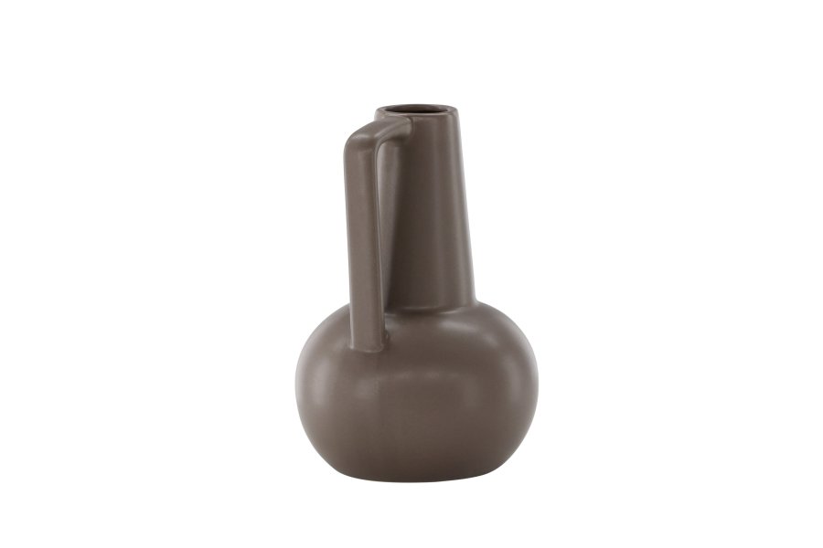 VENTURE DESIGN Lane vase, m. hank - mat brun stentj (15x15x22)