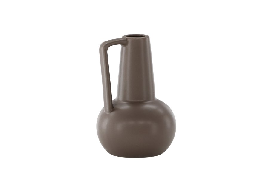 VENTURE DESIGN Lane vase, m. hank - mat brun stentj (15x15x22)