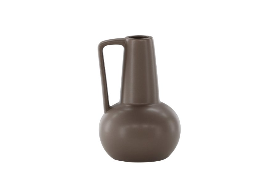 VENTURE DESIGN Lane vase, m. hank - mat brun stentj (15x15x22)