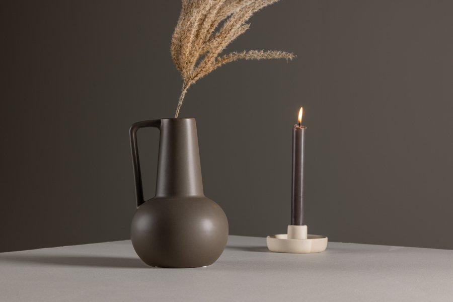 VENTURE DESIGN Lane vase, m. hank - mat brun stentj (15x15x22)