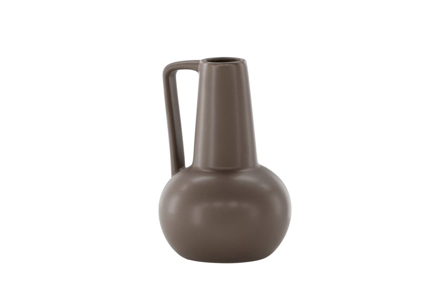VENTURE DESIGN Lane vase, m. hank - mat brun stentj (15x15x22)
