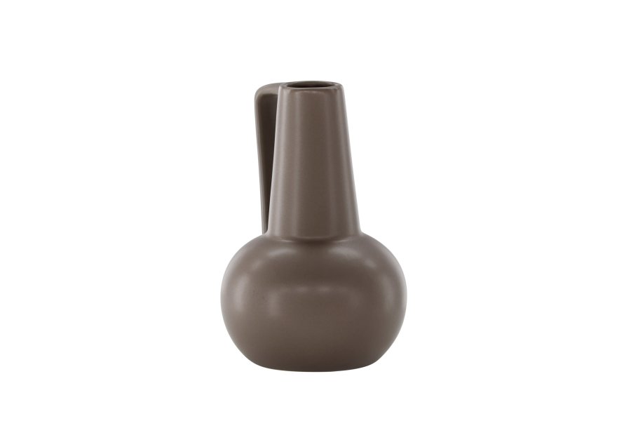 VENTURE DESIGN Lane vase, m. hank - mat brun stentj (15x15x22)