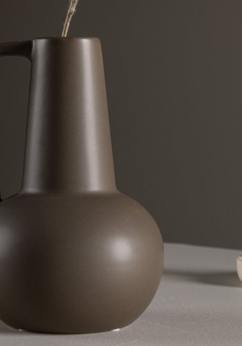 VENTURE DESIGN Lane vase, m. hank - mat brun stentj (15x15x22)