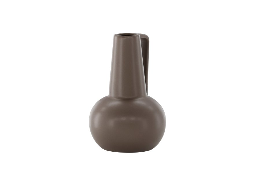 VENTURE DESIGN Lane vase, m. hank - mat brun stentj (15x15x22)