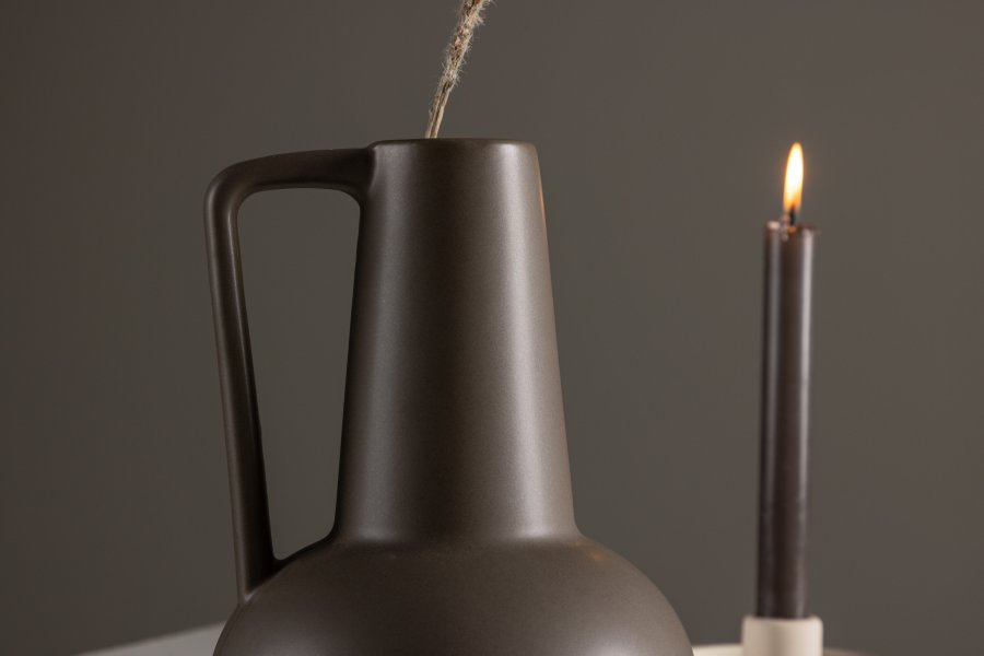 VENTURE DESIGN Lane vase, m. hank - mat brun stentj (15x15x22)