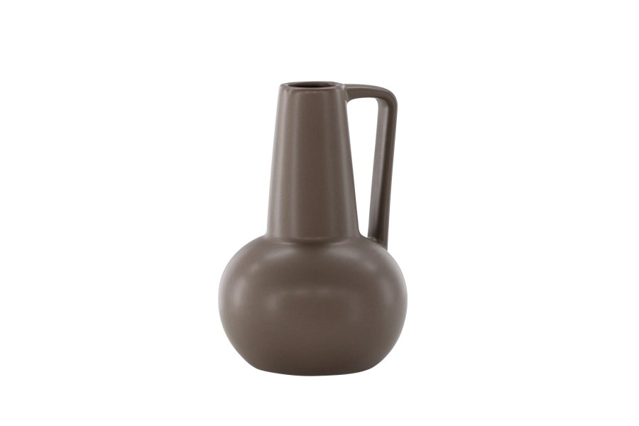 VENTURE DESIGN Lane vase, m. hank - mat brun stentj (15x15x22)