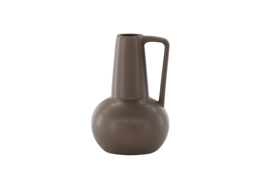 VENTURE DESIGN Lane vase, m. hank - mat brun stentj (15x15x22)