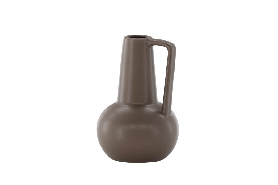 VENTURE DESIGN Lane vase, m. hank - mat brun stentj (15x15x22)