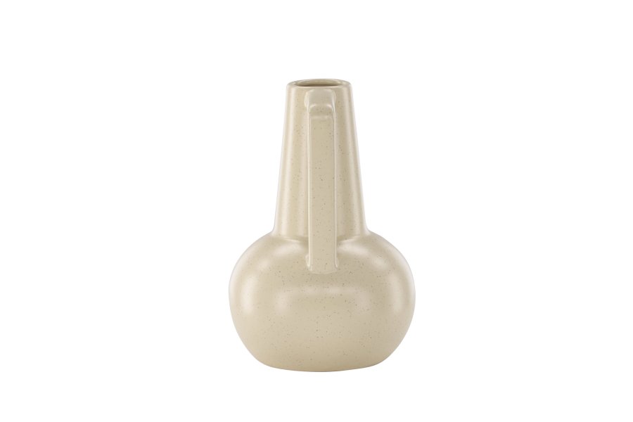VENTURE DESIGN Lane vase, m. hank - beige/sorte prikker stentj (15x15x22)