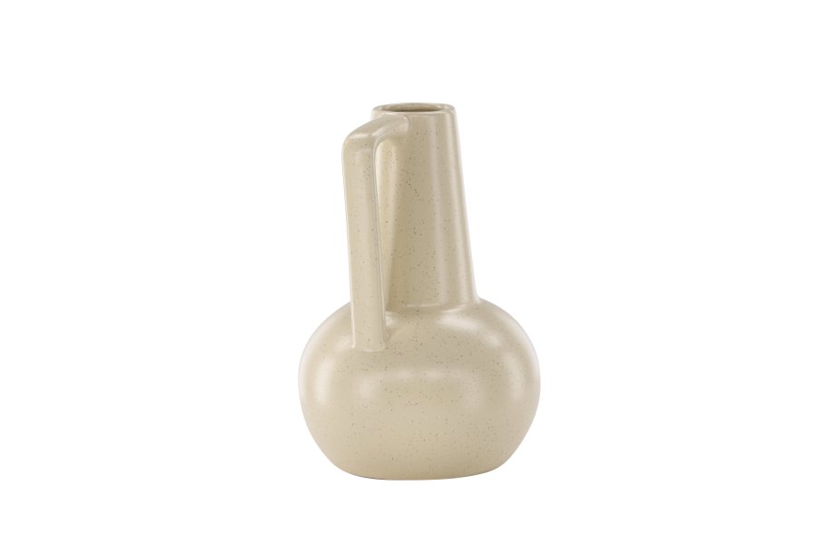 VENTURE DESIGN Lane vase, m. hank - beige/sorte prikker stentj (15x15x22)