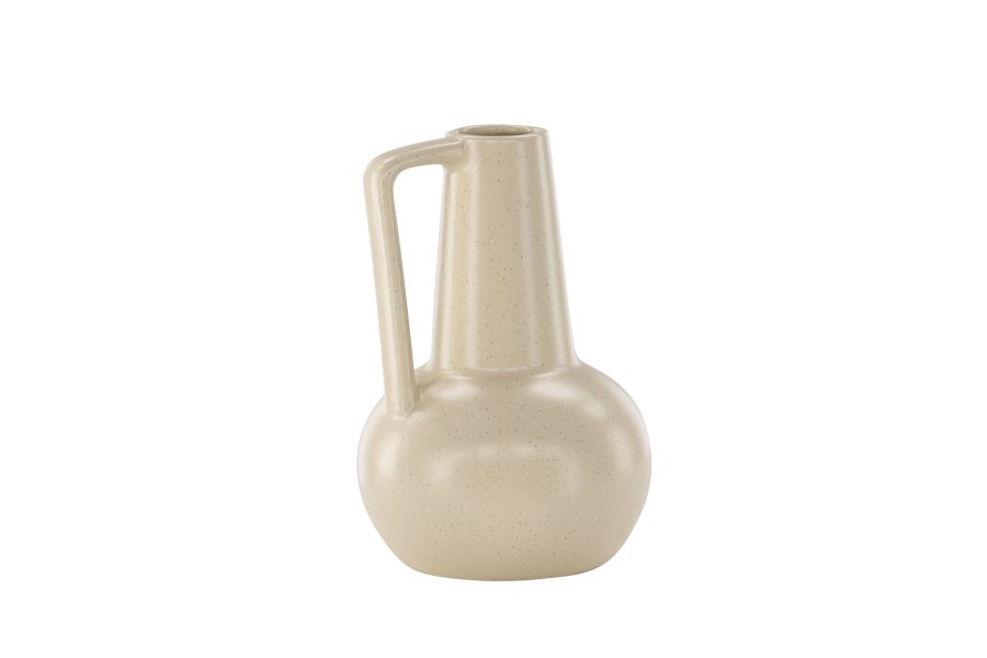 VENTURE DESIGN Lane vase, m. hank - beige/sorte prikker stentj (15x15x22)