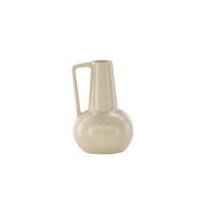 VENTURE DESIGN Lane vase, m. hank - beige/sorte prikker stentj (15x15x22)