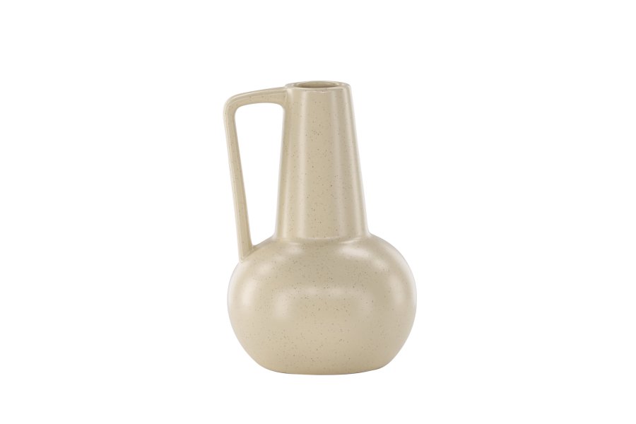 VENTURE DESIGN Lane vase, m. hank - beige/sorte prikker stentj (15x15x22)