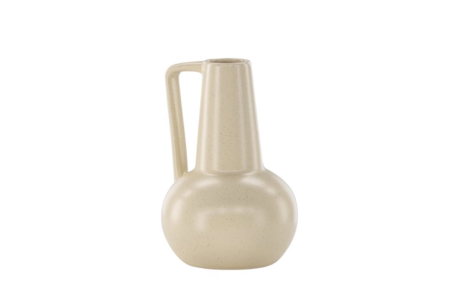 VENTURE DESIGN Lane vase, m. hank - beige/sorte prikker stentj (15x15x22)