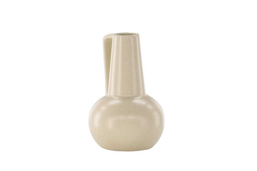 VENTURE DESIGN Lane vase, m. hank - beige/sorte prikker stentj (15x15x22)