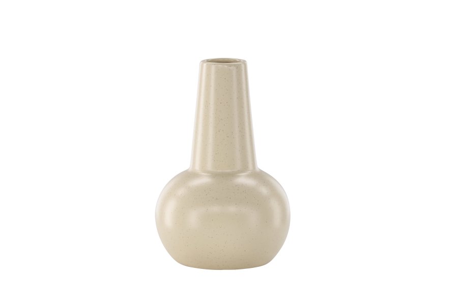 VENTURE DESIGN Lane vase, m. hank - beige/sorte prikker stentj (15x15x22)