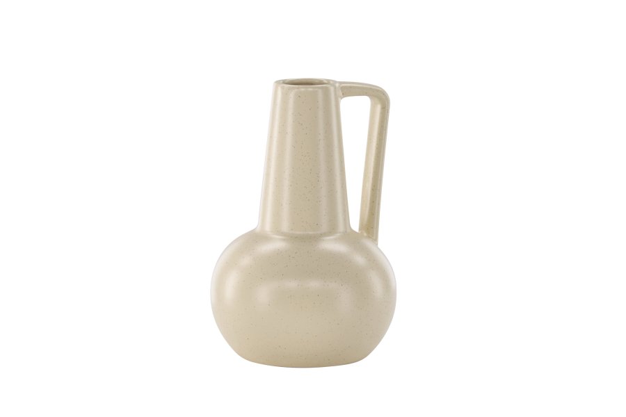 VENTURE DESIGN Lane vase, m. hank - beige/sorte prikker stentj (15x15x22)