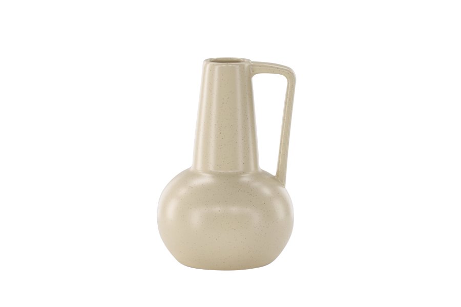 VENTURE DESIGN Lane vase, m. hank - beige/sorte prikker stentj (15x15x22)