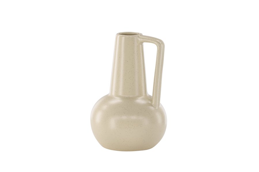 VENTURE DESIGN Lane vase, m. hank - beige/sorte prikker stentj (15x15x22)