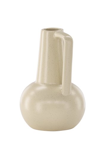 VENTURE DESIGN Lane vase, m. hank - beige/sorte prikker stentj (15x15x22)