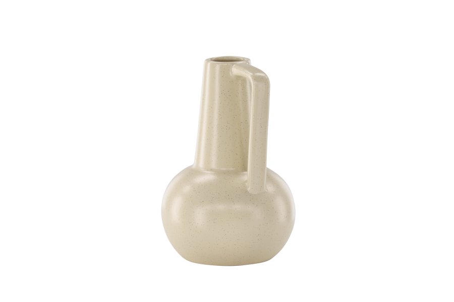 VENTURE DESIGN Lane vase, m. hank - beige/sorte prikker stentj (15x15x22)