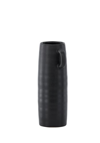 VENTURE DESIGN Cent vase, m. 2 hanke - mat sort stentj (15x15x25,5)