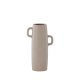 VENTURE DESIGN Cent vase, m. 2 hanke - mat brun stentj (15x15x25,5)