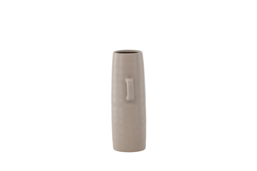 VENTURE DESIGN Cent vase, m. 2 hanke - mat brun stentj (15x15x25,5)