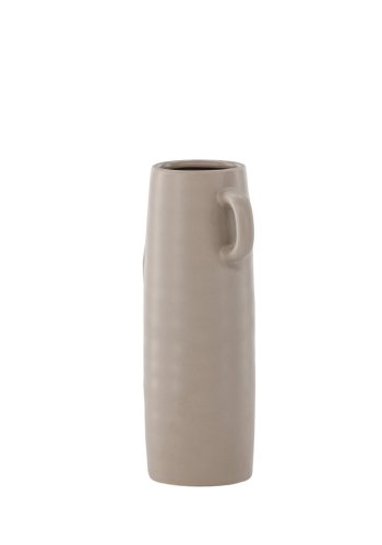 VENTURE DESIGN Cent vase, m. 2 hanke - mat brun stentj (15x15x25,5)