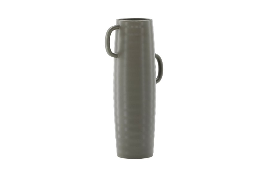VENTURE DESIGN Cent vase, m. 2 hanke - mrkegr stentj (19x13x41)