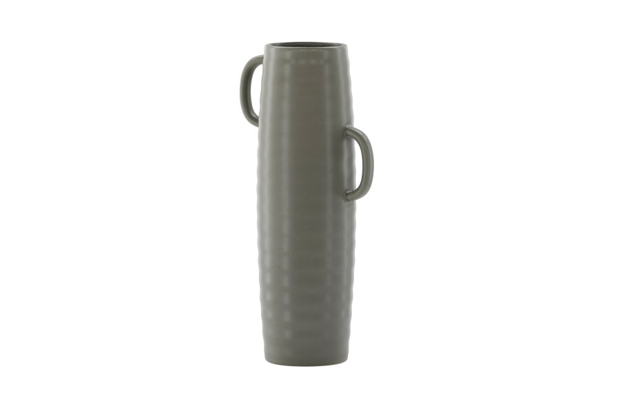 VENTURE DESIGN Cent vase, m. 2 hanke - mrkegr stentj (19x13x41)