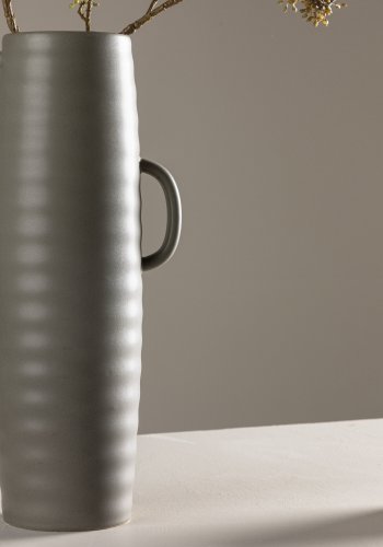 VENTURE DESIGN Cent vase, m. 2 hanke - mrkegr stentj (19x13x41)