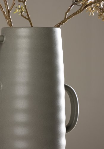 VENTURE DESIGN Cent vase, m. 2 hanke - mrkegr stentj (19x13x41)