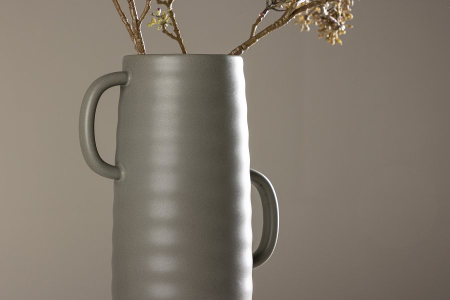 VENTURE DESIGN Cent vase, m. 2 hanke - mrkegr stentj (19x13x41)