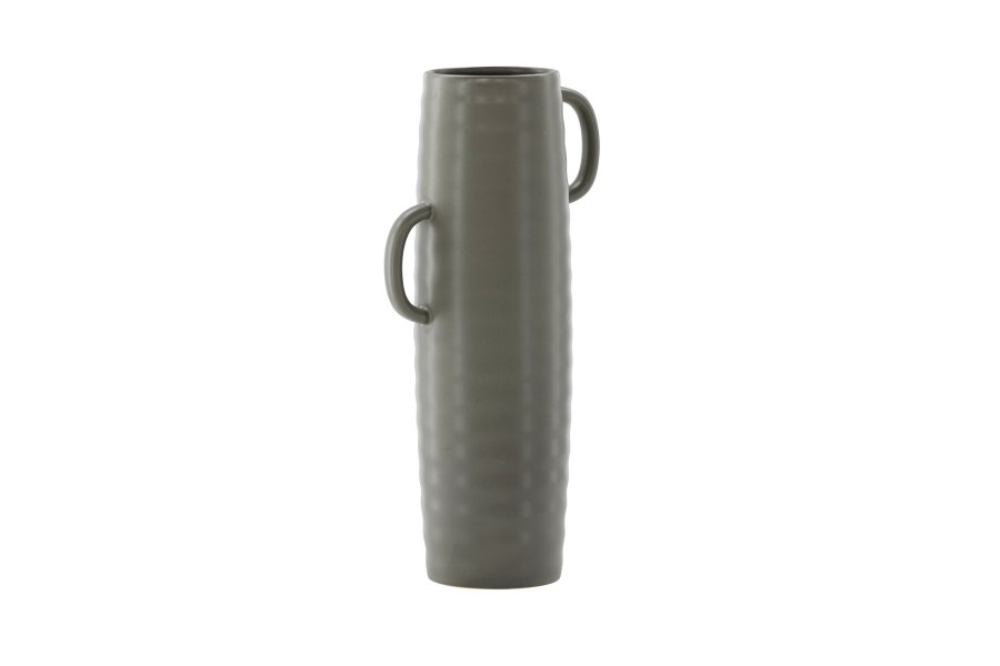 VENTURE DESIGN Cent vase, m. 2 hanke - mrkegr stentj (19x13x41)