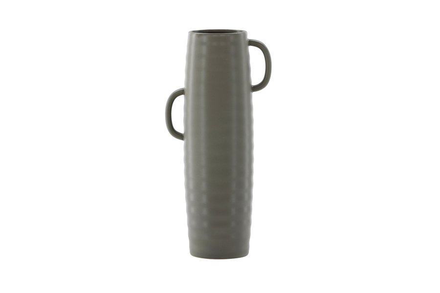 VENTURE DESIGN Cent vase, m. 2 hanke - mrkegr stentj (19x13x41)