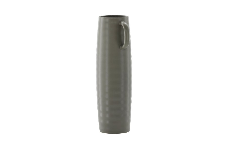VENTURE DESIGN Cent vase, m. 2 hanke - mrkegr stentj (19x13x41)