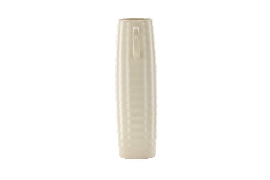VENTURE DESIGN Cent vase, m. 2 hanke - beige/sorte prikker stentj (19x13x41)