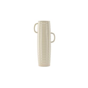 VENTURE DESIGN Cent vase, m. 2 hanke - beige/sorte prikker stentj (19x13x41)