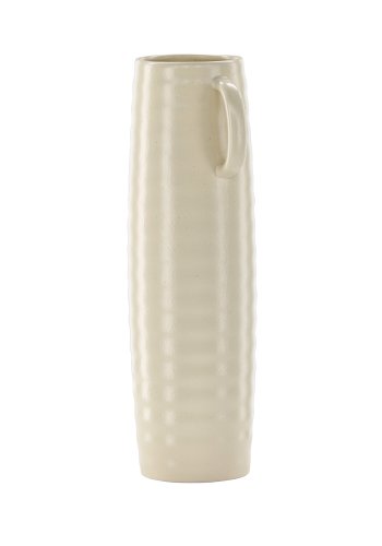 VENTURE DESIGN Cent vase, m. 2 hanke - beige/sorte prikker stentj (19x13x41)