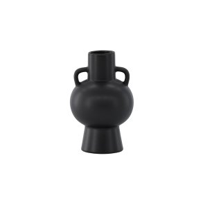 VENTURE DESIGN Cent vase, m. 2 hanke - mat sort stentj (16x16x24)