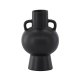VENTURE DESIGN Cent vase, m. 2 hanke - mat sort stentj (16x16x24)