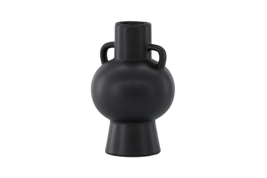 VENTURE DESIGN Cent vase, m. 2 hanke - mat sort stentj (16x16x24)