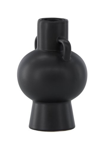 VENTURE DESIGN Cent vase, m. 2 hanke - mat sort stentj (16x16x24)