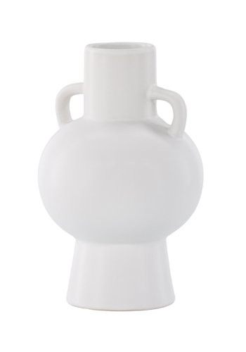VENTURE DESIGN Cent vase, m. 2 hanke - mat hvid stentj (16x16x24)