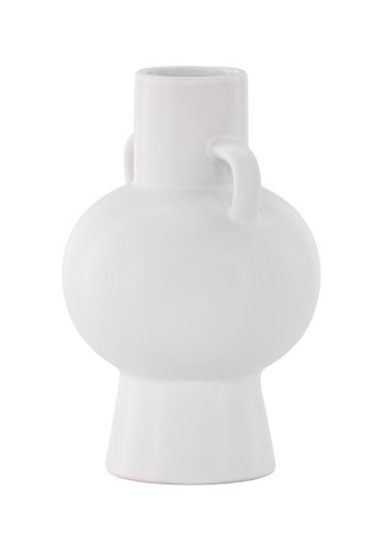 VENTURE DESIGN Cent vase, m. 2 hanke - mat hvid stentj (16x16x24)