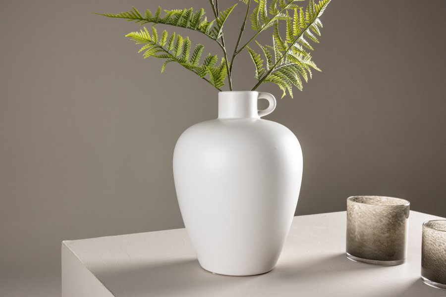 VENTURE DESIGN Cent vase, rund - offwhite stentj (24x24x33)