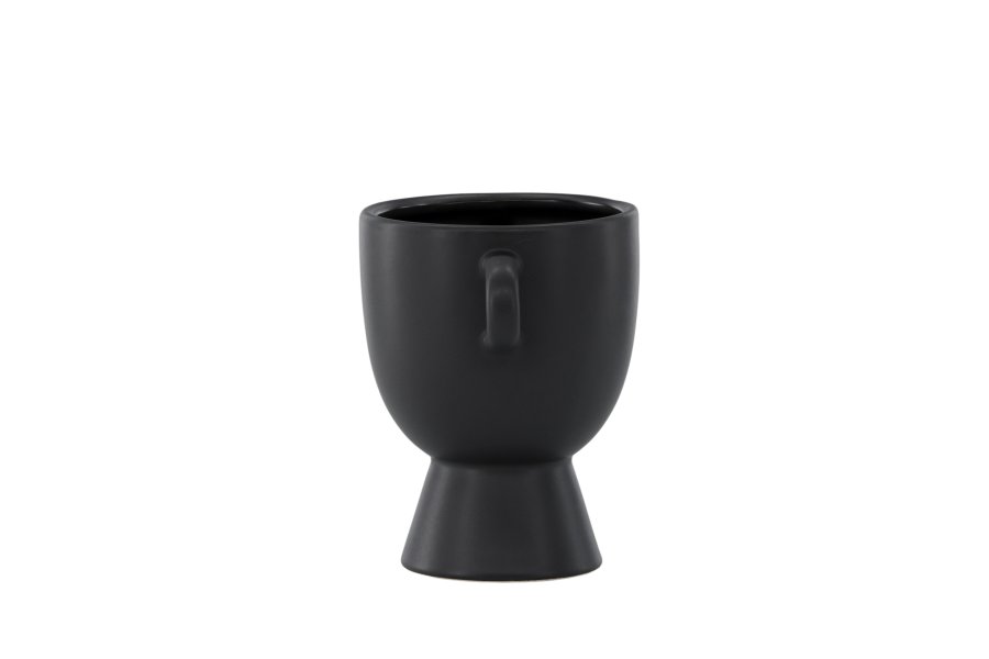 VENTURE DESIGN Cent potte, m. 2 hanke - mat sort stentj (20x14x18)