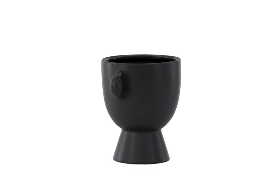 VENTURE DESIGN Cent potte, m. 2 hanke - mat sort stentj (20x14x18)